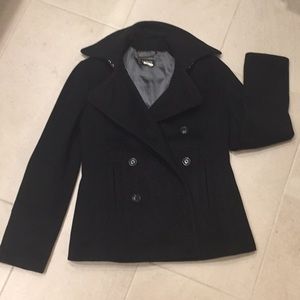 JCREW WOOL PEA COAT WITH SIDE SLASH POCKETS